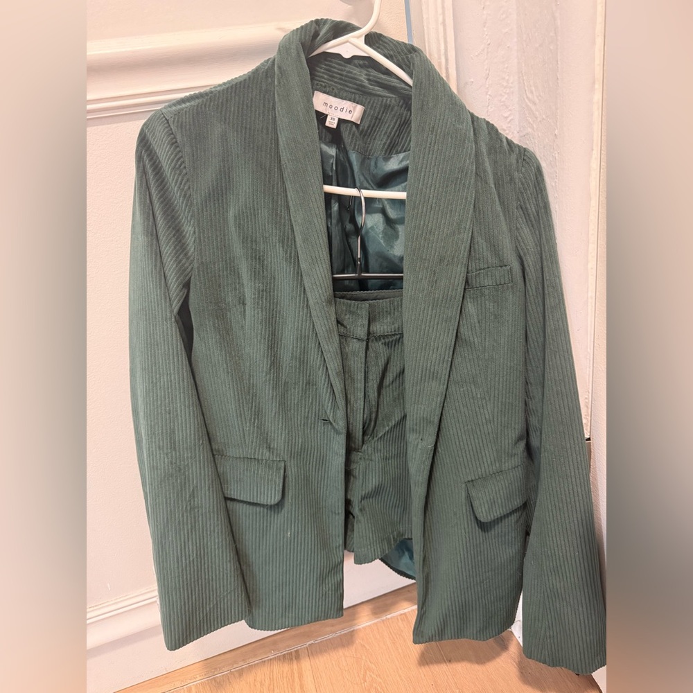 Moodie Green Corduroy Blazer and Shorts set